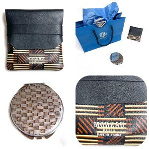 Authentic Moreau Paris Leather Flap Pouch w magnifying Mirror gift set